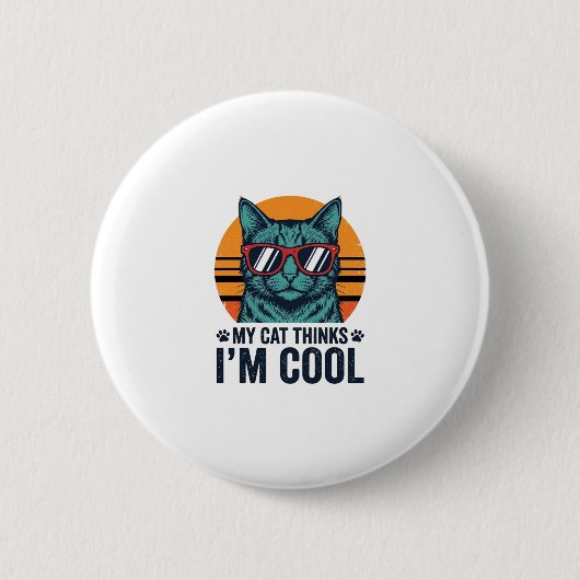 Lustige Katze denkt, ich bin cool vintage Button (Vorderseite)