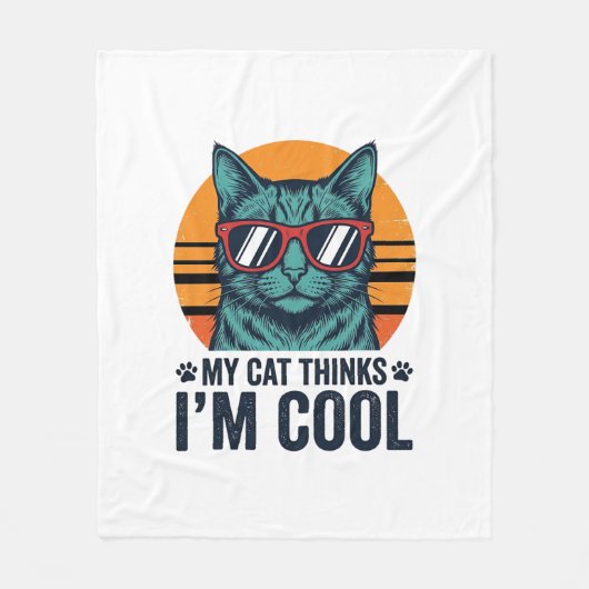 Lustige Katze denkt, ich bin cool vintage Fleecedecke (Vorderseite)