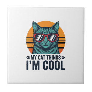 Lustige Katze denkt, ich bin cool vintage Fliese