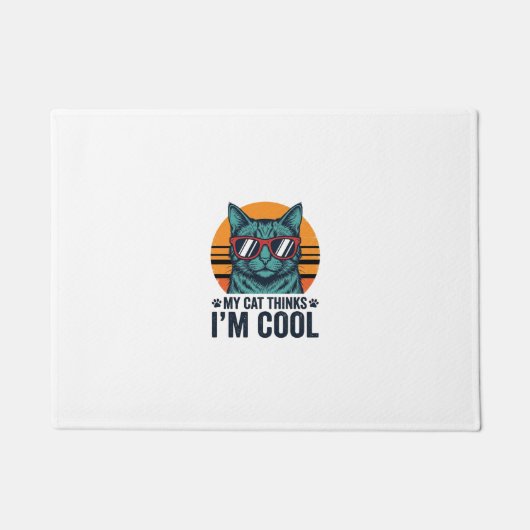 Lustige Katze denkt, ich bin cool vintage Fußmatte (Vorderseite)