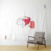 lustige Katze, die das Licht-Band ausgeschaltet ha Wandteppich (Beispiel (Horizontal))