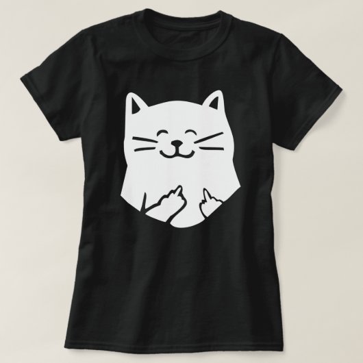 lustige Katze, die mittleres Fingert-shirt zeigt T-Shirt (Design vorne)
