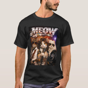 Lustige Katze Disco Band 70er Retro Musik Fan Haus T-Shirt