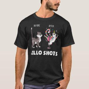 Lustige Katze Einhorn Vor Nach Jello Shots T-Shirt