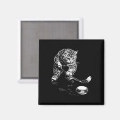 Lustige Katze Eishockey Grafik Magnet (Vorderseite/Rückseite)