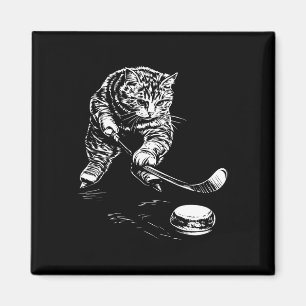 Lustige Katze Eishockey Grafik Magnet
