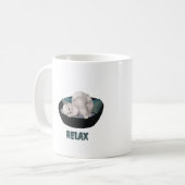 lustige Katze entspannt sich Kaffeetasse (Vorderseite Links)
