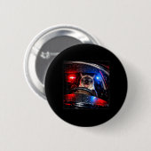 Lustige Katze fährt Polizei jagt Kätzchen Meme Hum Button (Vorne & Hinten)