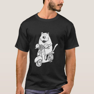 Lustige Katze fährt Roller Coole Cartoon-Katzenlie T-Shirt