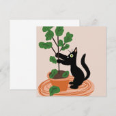 Lustige Katze Feigenbaum Topfpflanzen Handgezeichn (Vorne/Hinten)