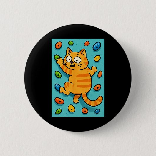 Lustige Katze Felsenkletterer Bouldering Wand Klet Button (Vorderseite)
