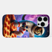Lustige Katze fliegt eine Pizza Astronaut Kitty We iPhone Hülle (Rückseite (Horizontal))