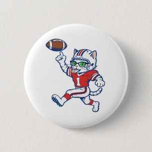Lustige Katze Football-Spieler Button