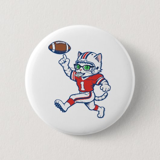 Lustige Katze Football-Spieler Button (Vorderseite)