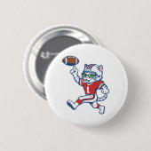 Lustige Katze Football-Spieler Button (Vorne & Hinten)