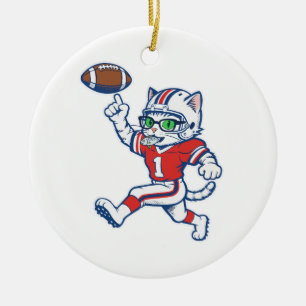 Lustige Katze Football-Spieler Keramik Ornament