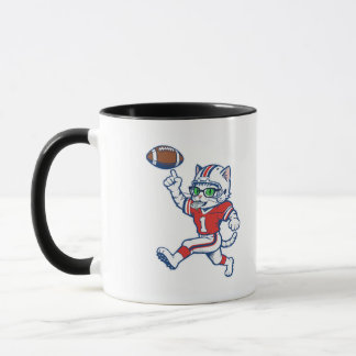 Lustige Katze Football-Spieler Tasse