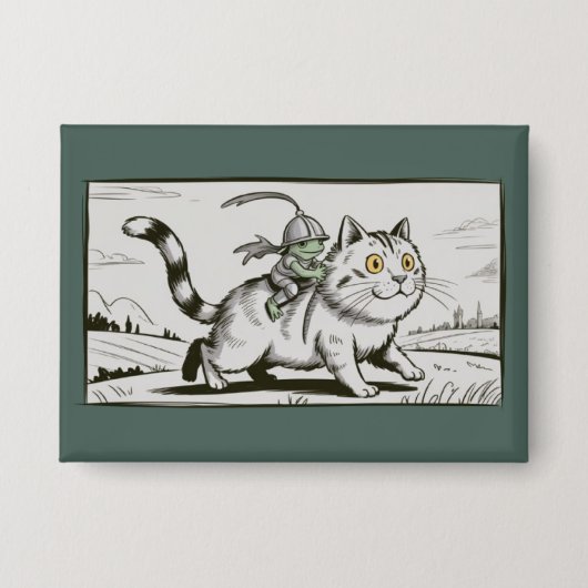 Lustige Katze Frosch Meme Mittelalterlich Vintage Button (Vorderseite)
