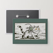 Lustige Katze Frosch Meme Mittelalterlich Vintage Button (Vorderseite/Rückseite)