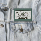 Lustige Katze Frosch Meme Mittelalterlich Vintage Button (Insitu)