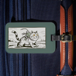 Lustige Katze Frosch Meme Mittelalterlich Vintage  Gepäckanhänger