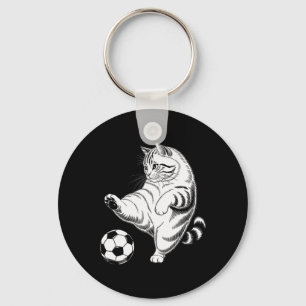 Lustige Katze Fußball Ll Grafik Schlüsselanhänger