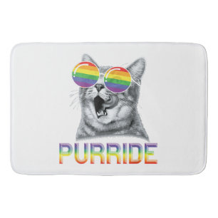 Lustige Katze Gay Pride Regenbogen Sonnenbrille LG Badematte