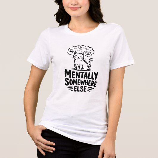 Lustige Katze geistig woanders Träumend Tri-Blend Shirt (Vorderseite)