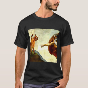 Lustige Katze Gott Schöpfung Adams Meme Jesus Chri T-Shirt