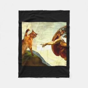 Lustige Katze Gott Schöpfung von Adam Meme Jesus C Fleecedecke