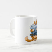 Lustige Katze hält Fisch Cartoon Hungrige Katze Kaffeetasse (Vorderseite Links)