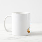 Lustige Katze hält Fisch Cartoon Hungrige Katze Kaffeetasse (Links)
