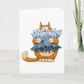 Lustige Katze hält Fisch Cartoon Hungrige Kitty Karte (Vorderseite)