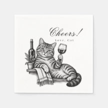 Lustige Katze hält Weinglas Prost Haustier Hochzei