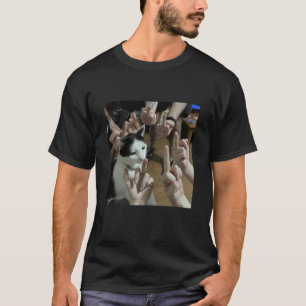 Lustige Katze Haltung Unbekümmert Sarkastisch Meme T-Shirt
