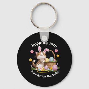 Lustige Katze Hasenohren Frohe Ostern Eier Bysket Schlüsselanhänger