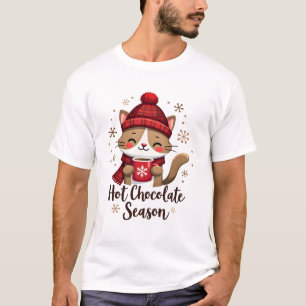 Lustige Katze Heiße Schokolade Saison Frohe Weihna T-Shirt