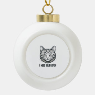 Lustige Katze Ibuprofen Vintage Gravur Design_1 Keramik Kugel-Ornament