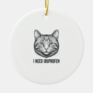 Lustige Katze Ibuprofen Vintage Gravur Design_1 Keramik Ornament