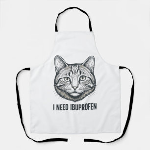 Lustige Katze Ibuprofen Vintage Gravur Design_1 Schürze
