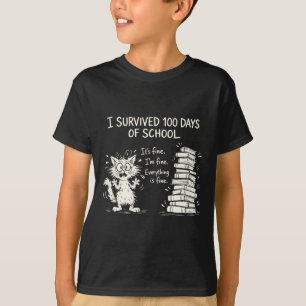 Lustige Katze, ich habe 100 Tage Schule überlebt, T-Shirt