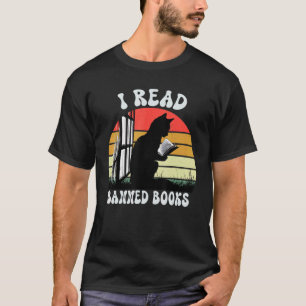Lustige Katze Ich lese verbotene Bücher Bücherwürm T-Shirt