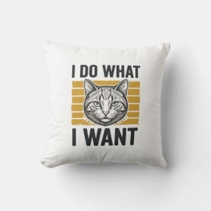 Lustige Katze, ich mache, was ich will, Vintage-Gr Kissen