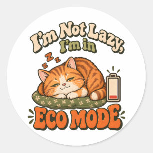 Lustige Katze im Eco-Modus Illustration Runder Aufkleber