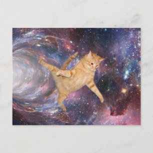 Lustige Katze im Weltraum-Galaxie-Wurmloch Postkarte