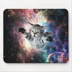 Lustige Katze im Weltraum Mousepad