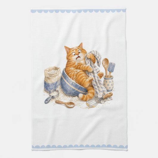 Lustige Katze in der Küche Geschirrtuch (Vertikal)
