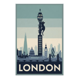 Lustige Katze in London Poster