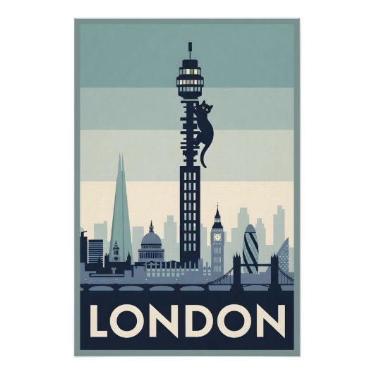 Lustige Katze in London Poster (Vorderseite)