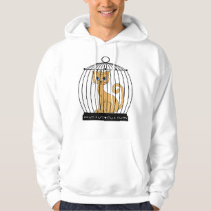 Lustige Katze in Vogelkäfig Humor Kunst Hoodie